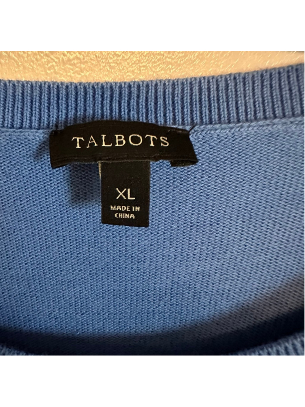 Talbots Blue Butterfly Sequin Crew Neck Blouse Short Sleeve Size XL Granny Core - Picture 2 of 8